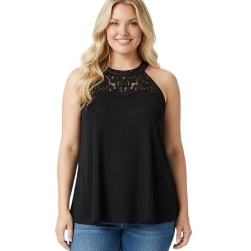 TORRID Black Goddess Neck Crochet Swing Tank NWT Size 3X - Picture 2 of 16